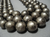 One Of The Best Vintage Navajo Native American Jewelry jewelry Sterling Silver Bead Necklace Old-Nativo Arts