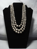 One Of The Best Vintage Navajo Native American Jewelry jewelry Sterling Silver Bead Necklace Old-Nativo Arts