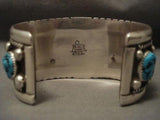 ONE OF THE BEST VINTAGE NAVAJO TOM MOORE TURQUOISE SILVER BRACELET OLD-Nativo Arts