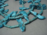 One Of The Best Vintage Navajo Turquoise Fetish Sterling Native American Jewelry Silver Necklace-Nativo Arts