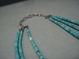 One Of The Best Vintage Navajo Turquoise Fetish Sterling Native American Jewelry Silver Necklace-Nativo Arts