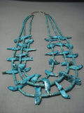 One Of The Best Vintage Navajo Turquoise Fetish Sterling Native American Jewelry Silver Necklace-Nativo Arts