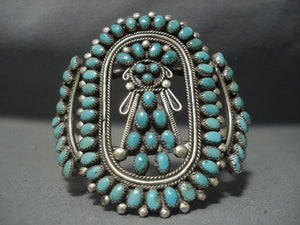 One Of The Best Vintage Navajo Turquoise Kachina Sterling Native American Jewelry Silver Bracelet Old-Nativo Arts