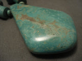 One Of The Best Vintage Santo Domingo Grene Turquoise Native American Jewelry Silver Necklace-Nativo Arts