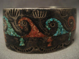 One Of The Best Vintage Singer Family Wave Turquoise Native American Jewelry Silver Bracelet-Nativo Arts