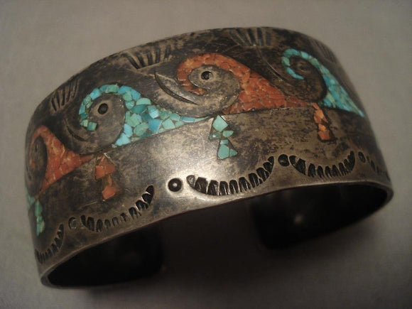 One Of The Best Vintage Singer Family Wave Turquoise Native American Jewelry Silver Bracelet-Nativo Arts