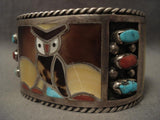 One Of The Best Vintage Zuni Owl Native American Jewelry Silver Heavy Bracelet-Nativo Arts