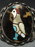 One Of The Best Vintage Zuni Turquoise Sterling Silver Inlay Bracelet Old-Nativo Arts