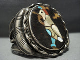 One Of The Best Vintage Zuni Turquoise Sterling Silver Inlay Bracelet Old-Nativo Arts