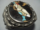 One Of The Best Vintage Zuni Turquoise Sterling Silver Inlay Bracelet Old-Nativo Arts