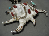 One Of The Biggest And Best Ever Santo Doningo Turquoise Native American Jewelry Silver Gold Necklace-Nativo Arts