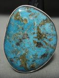 One Of The Biggest And Best Vintage Adam Fierro Turquoise Native American Jewelry Silver Ring-Nativo Arts