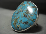 One Of The Biggest And Best Vintage Adam Fierro Turquoise Native American Jewelry Silver Ring-Nativo Arts