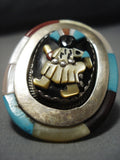 One Of The Biggest And Best Vintage Native American Jewelry Zuni Turquoise Sterling Silver Ring Old-Nativo Arts