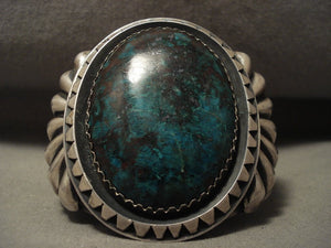 One Of The Biggest And Best Vintage Navajo Chrysocholla Native American Jewelry Silver Bracelet-Nativo Arts