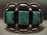 One Of The Biggest And Best Vintage Navajo Native American Jewelry jewelry 'Squared Green Turquoise' Bracelet-Nativo Arts