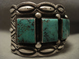 One Of The Biggest And Best Vintage Navajo Native American Jewelry jewelry 'Squared Green Turquoise' Bracelet-Nativo Arts