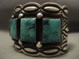One Of The Biggest And Best Vintage Navajo Native American Jewelry jewelry 'Squared Green Turquoise' Bracelet-Nativo Arts