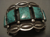 One Of The Biggest And Best Vintage Navajo Native American Jewelry jewelry 'Squared Green Turquoise' Bracelet-Nativo Arts