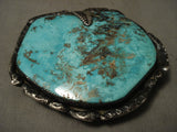 One Of The Biggest And Finest Vintage Navajo Royston Turquoise Native American Jewelry Silver Buckle-Nativo Arts