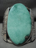 One Of The Biggest Earlier Vintage Navajo Royston Turquoise Native American Jewelry Silver Bracelet-Nativo Arts