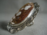 One Of The Biggest Ever Navajo Agate Sterling Native American Jewelry Silver Tso Family Ring-Nativo Arts