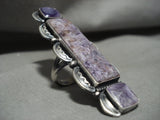 One Of The Biggest Ever Navajo Charoite Tso Family Native American Jewelry Silver Ring-Nativo Arts