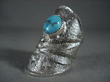 One Of The Biggest Ever Navajo Tufa Cast Dragonfly Turquoise Native American Jewelry Silver Ring-Nativo Arts