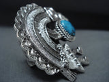 One Of The Biggest Ever Navajo Turquoise Yei Sterling Native American Jewelry Silver Ring-Nativo Arts