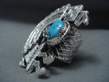 One Of The Biggest Ever Navajo Turquoise Yei Sterling Native American Jewelry Silver Ring-Nativo Arts