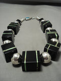One Of The Biggest Ever Santo Domingo Turquoise Native American Jewelry Silver Gaspeite Necklace-445 Grm-Nativo Arts