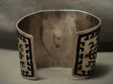 One Of The Biggest Ever Vintage Hopi/ Navajo Geometric Turquoise Native American Jewelry Silver Bracelet-Nativo Arts