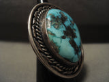 One Of The Biggest Ever Vintage Navajo Persin Turquoise Native American Jewelry Silver Ring-Nativo Arts
