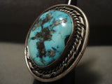 One Of The Biggest Ever Vintage Navajo Persin Turquoise Native American Jewelry Silver Ring-Nativo Arts