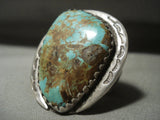 One Of The Biggest Ever Vintage Navajo Royston Turquoise Native American Jewelry Silver Ring Old-Nativo Arts