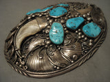 One Of The Biggest Ever Vintage Navajo Turquoise Native American Jewelry Silver Buckle Old-Nativo Arts