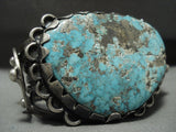 One Of The Biggest Mightiest Vintage Navajo Morenci Turquoise Native American Jewelry Silver Bracelet-Nativo Arts
