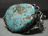 One Of The Biggest Mightiest Vintage Navajo Morenci Turquoise Native American Jewelry Silver Bracelet-Nativo Arts