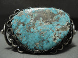 One Of The Biggest Mightiest Vintage Navajo Morenci Turquoise Native American Jewelry Silver Bracelet-Nativo Arts