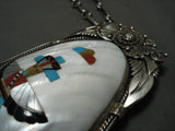 One Of The Biggest Navajo Ben Begaye Turquoise Vintage Navajo Native American Jewelry Silver Necklace-Nativo Arts