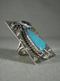 One Of The Biggest Navajo Kokopelli Turquoise Native American Jewelry Silver Ring-Nativo Arts
