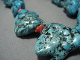One Of The Biggest Vintage Native American Jewelry Navajo Sterling Silver Feather Turquoise Necklace-Nativo Arts