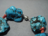 One Of The Biggest Vintage Native American Jewelry Navajo Sterling Silver Feather Turquoise Necklace-Nativo Arts