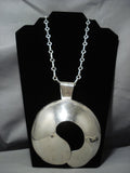 One Of The Biggest Vintage Native American Jewelry Navajo Sterling Silver Necklace Old-Nativo Arts