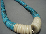 One Of The Biggest Vintage Native American Jewelry Navajo Turquoise Heishi Sterling Silver Necklace-Nativo Arts