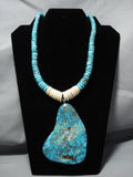 One Of The Biggest Vintage Native American Jewelry Navajo Turquoise Heishi Sterling Silver Necklace-Nativo Arts