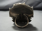 One Of The Biggest Vintage Native American Jewelry Navajo Turquoise Sterling Silver Ring Old-Nativo Arts