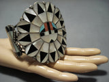 One Of The Biggest Vintage Native American Jewelry Zuni Turquoise Sterling Silver Sun Bracelet Old-Nativo Arts
