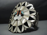 One Of The Biggest Vintage Native American Jewelry Zuni Turquoise Sterling Silver Sun Bracelet Old-Nativo Arts