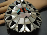 One Of The Biggest Vintage Native American Jewelry Zuni Turquoise Sterling Silver Sun Bracelet Old-Nativo Arts